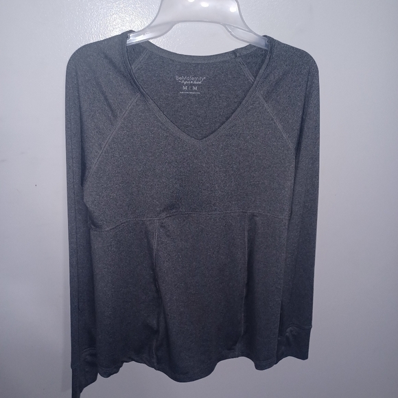 Be Maternity Tops - Gray- Long Sleeve Maternity Shirt- W Sz Medium